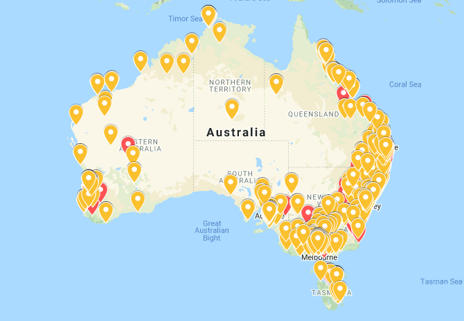 Map of PERKii probiotic drink stockist