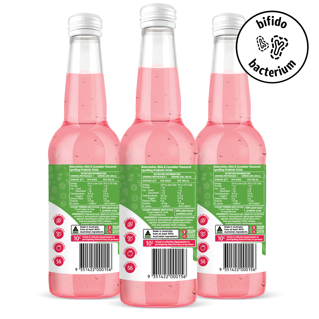 330mL X 8 Sparkling Watermelon Mint Cucumber – Perkii Probiotics