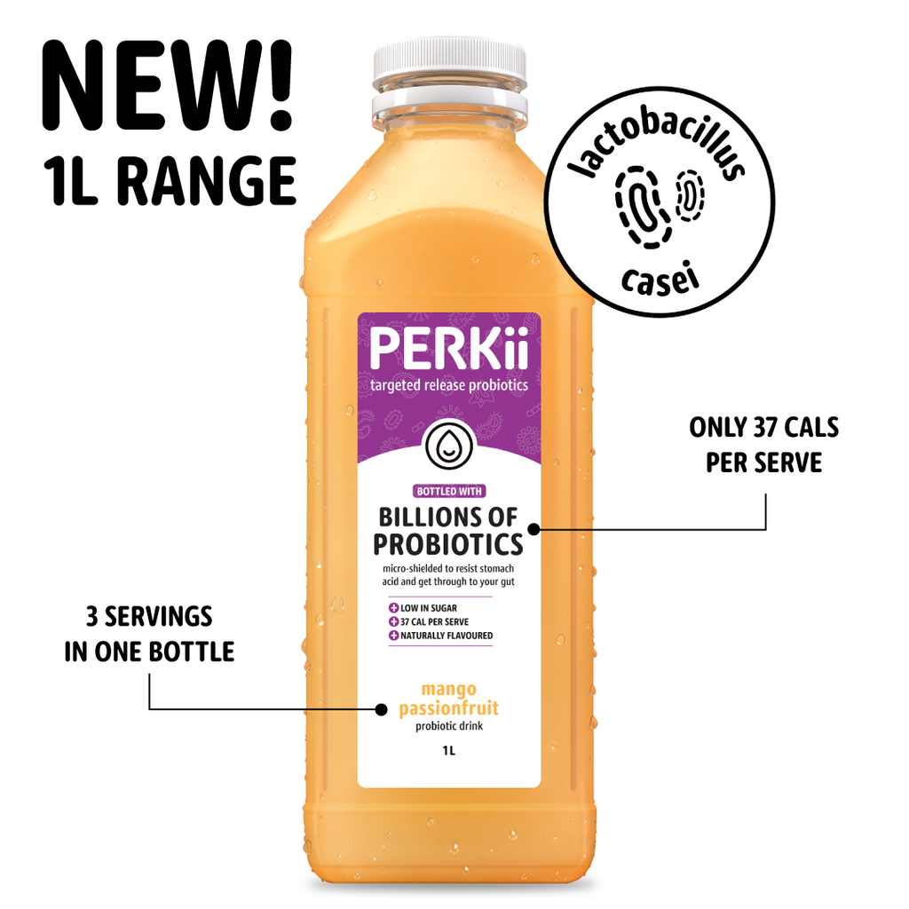 1L 6 x Mango Passionfruit | PERKii | Targeted Release Probiotics - Get through to your gut!