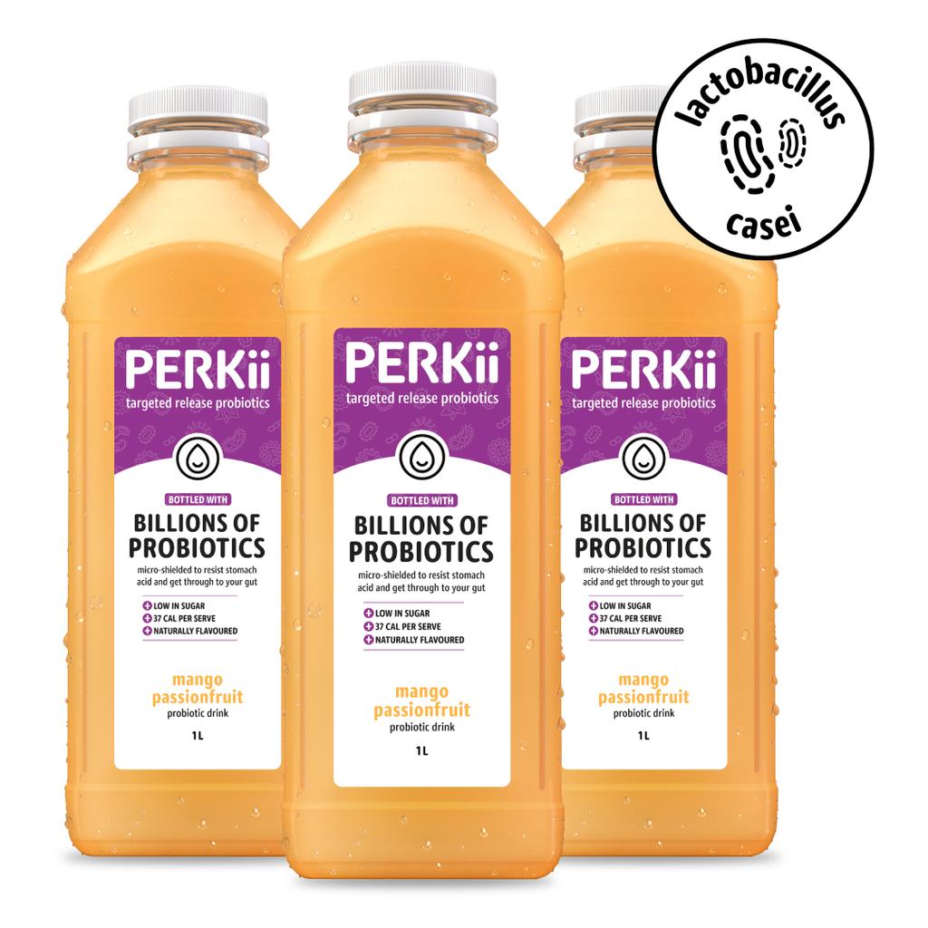 1L 6 x Mango Passionfruit | PERKii | Targeted Release Probiotics - Get through to your gut!