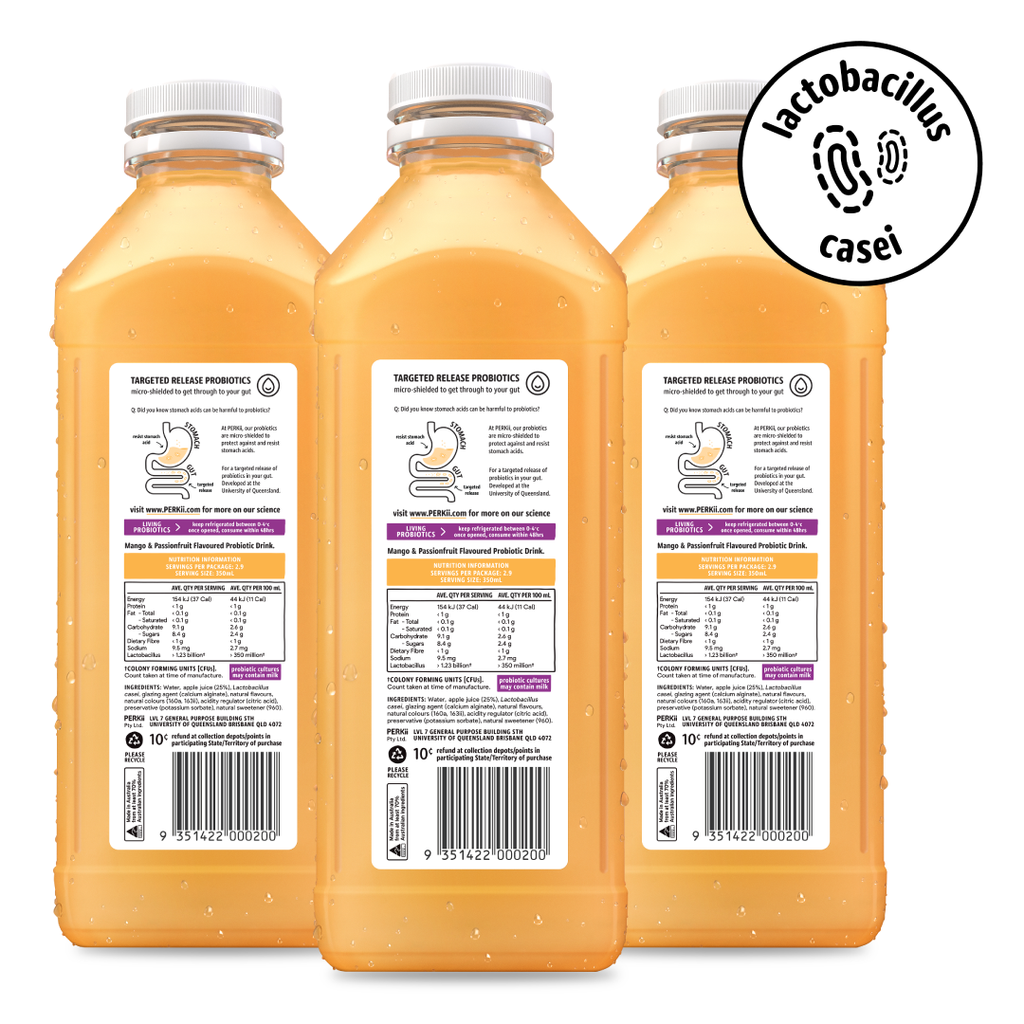 1L 6 x Mango Passionfruit | PERKii | Targeted Release Probiotics - Get through to your gut!