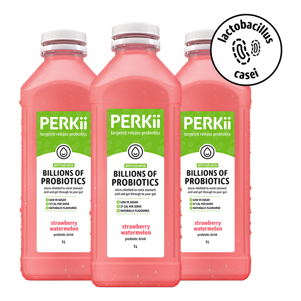 1.0L 6 x Strawberry Watermelon | PERKii | Targeted Release Probiotics - Get through to your gut!
