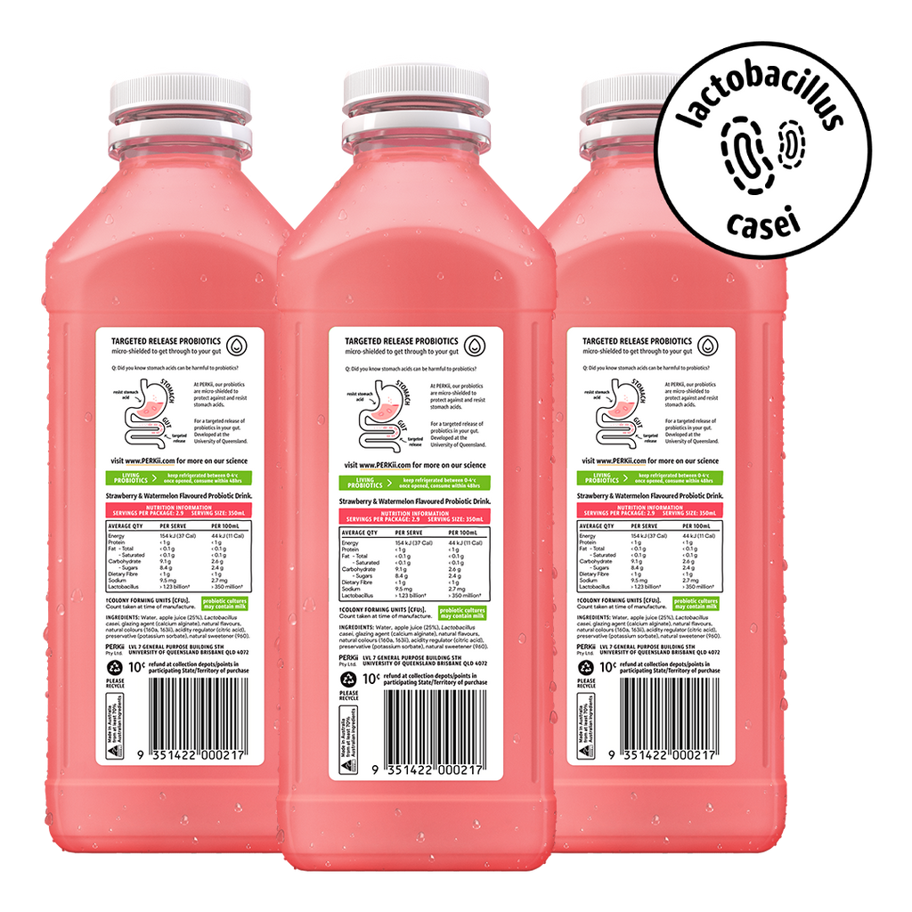 1.0L 6 x Strawberry Watermelon | PERKii | Targeted Release Probiotics - Get through to your gut!